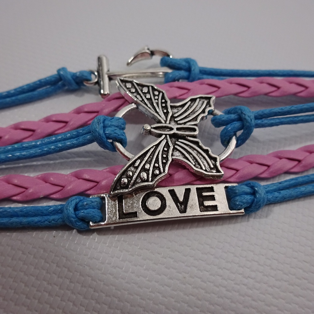 Infinity Love Butterfly Anchor Charm Bracelet - Picture 1 of 4